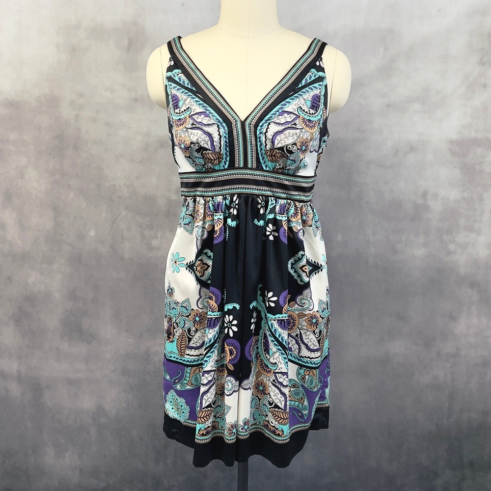 ICE Paisley Print Dress Women 12 Stretch Flowy Boho Indie Maximalist Y2K - Picture 14 of 14